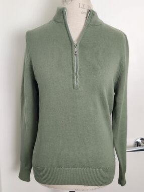 Sage Cotton Knit Athletic Sweater